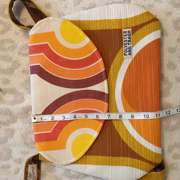 Retro Autumn Colors 60s Crossbody Bag Fall Leaves Satchel Vintage Materials - Picture 8 of 9